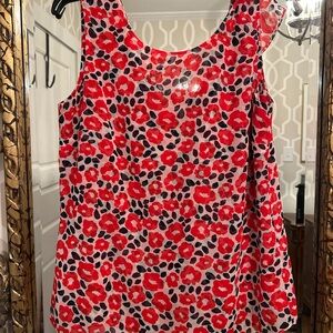 This is a Cabi #5356 Flipside Floral Red and Black Women's Top